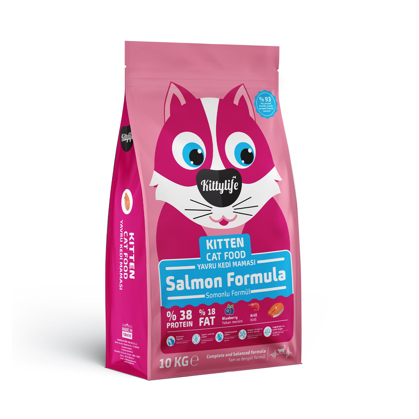KittyLife Premium Kitten Dry Cat Food with Salmon, 93% Animal Protein for Healthy Growth, Strong Immunity & Shiny Coat