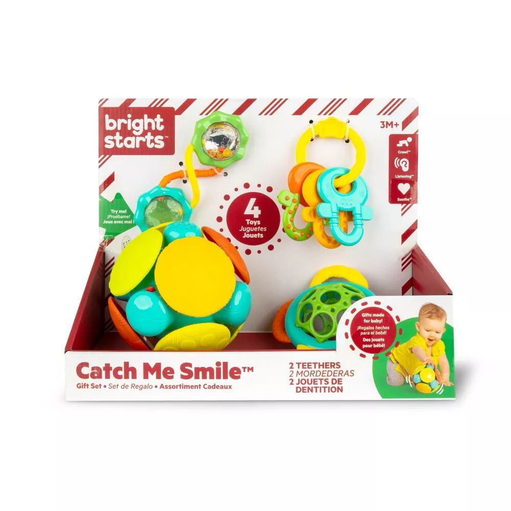 Bright Starts Catch Me Smile Toy Gift Set (4 Pieces), 3+ months