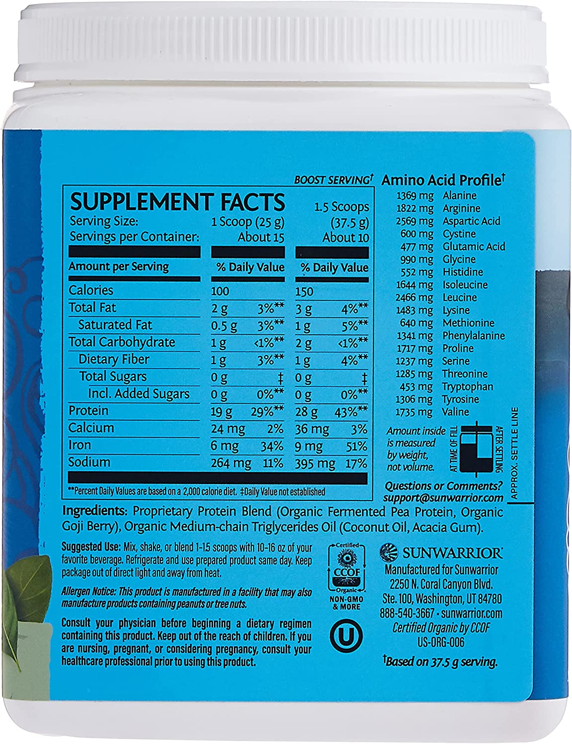 Sunwarrior Protein Warrior Blend 375g - Unflavored