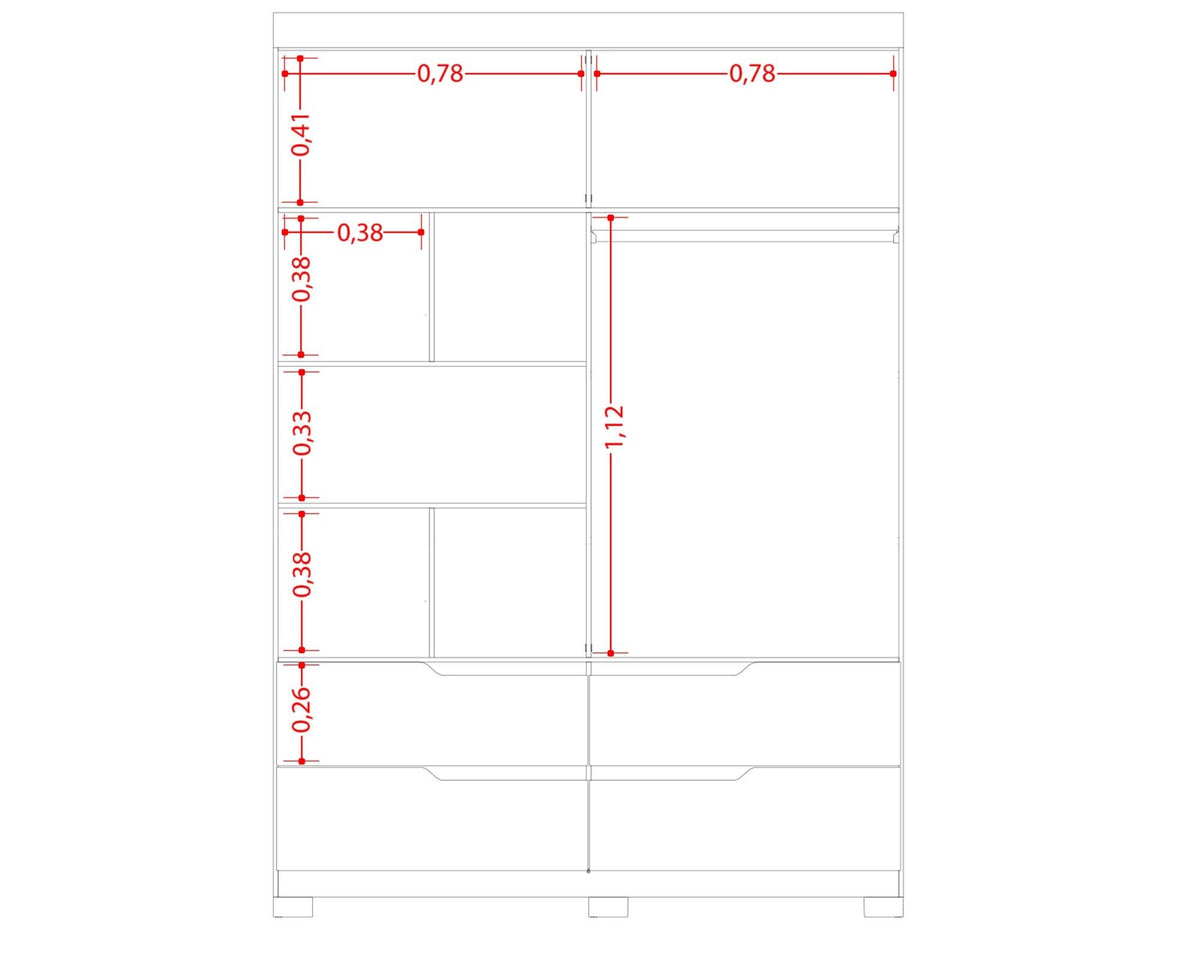 Doble White 4 Door Wardrobe