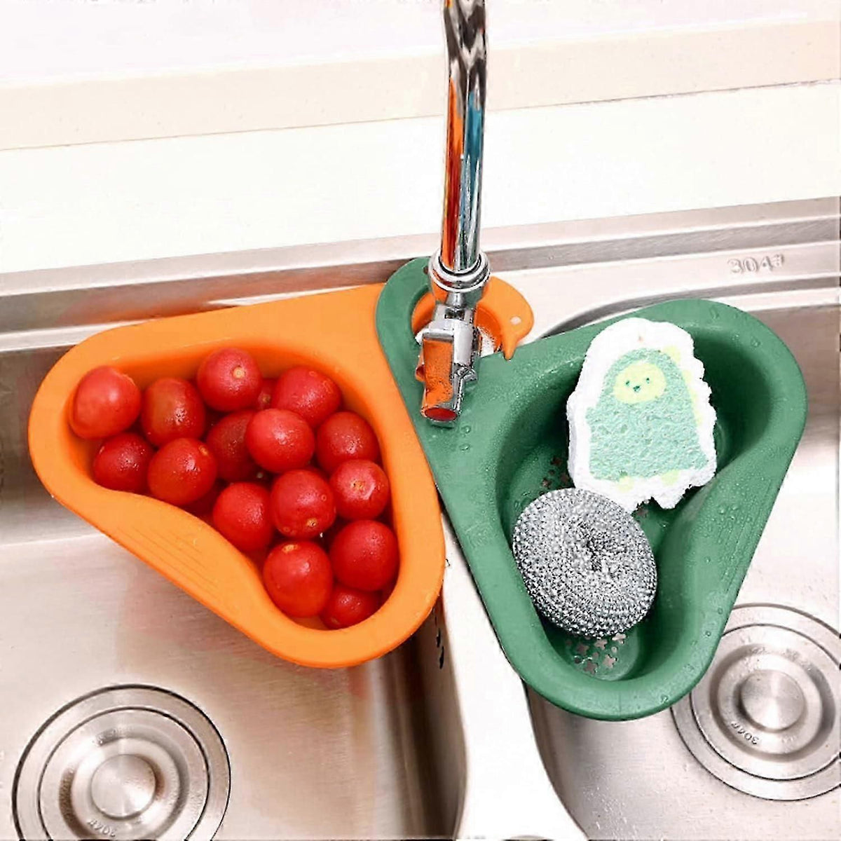 4pcs Triangle Drain Rack Sink Storage Holder Plastic Hanging Sink Filter