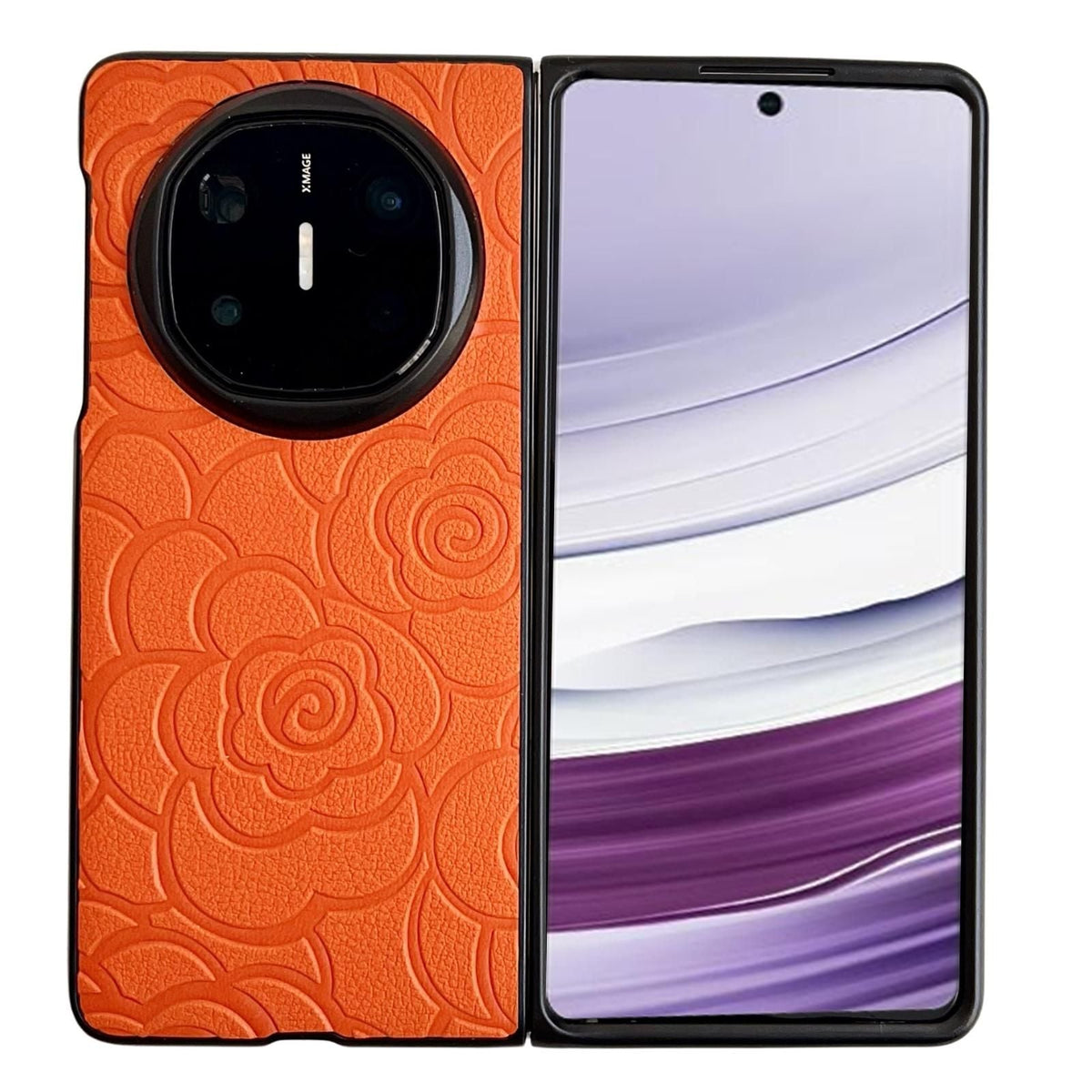 Camellia Pattern PU Case For Huawei Mate X5