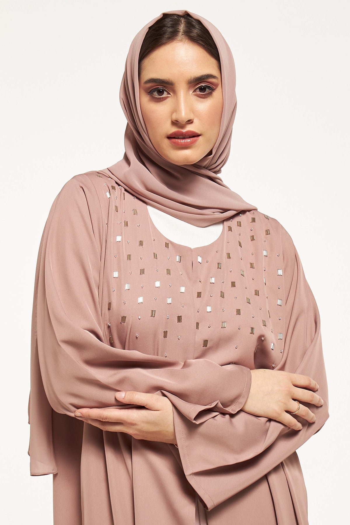 MOiSTREET Embellished Abaya with Sheila