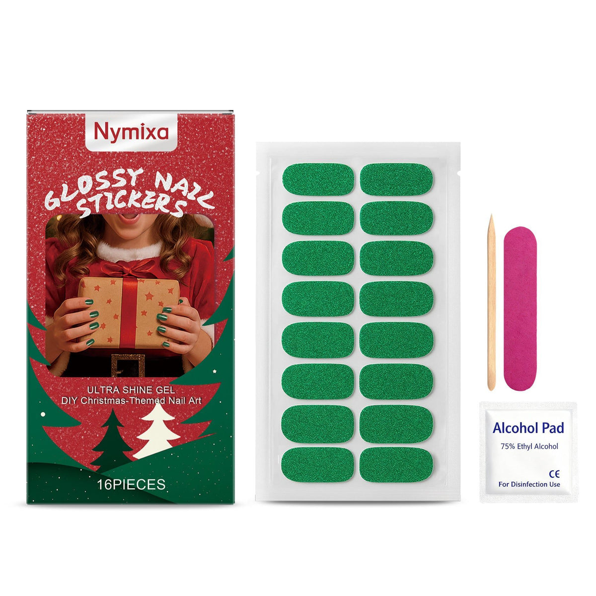 Colorful Christmas Soft Gel Nail Stickers, Easy DIY Nail Art, Festive Holiday Manicure ,1set