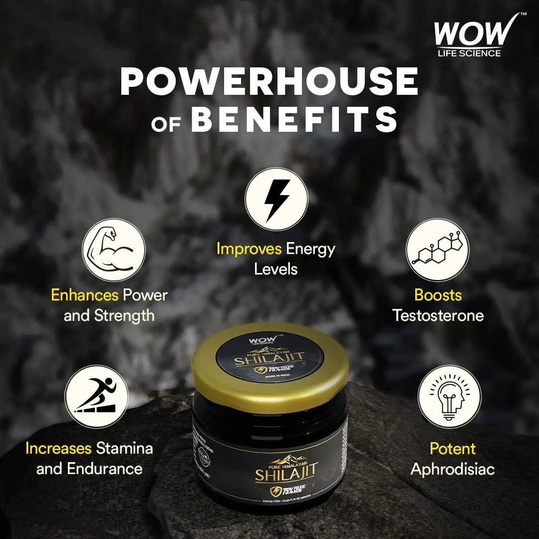 Wow Life Science Himalayan Shilajit 75% Fulvic Acid 20g(Pack of 2) and FREE Star Spark Delay Spray for men 12 ml