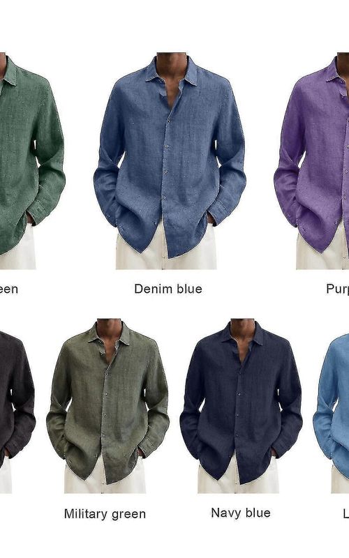 Men's Linen Long Sleeve Regular-Fit Shirt