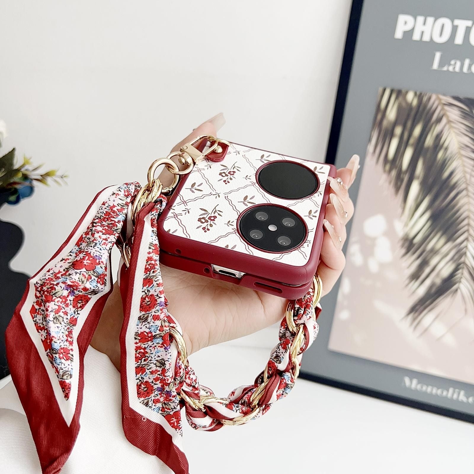 Luck Flower Pattern Strap Case For Huawei Pocket 2