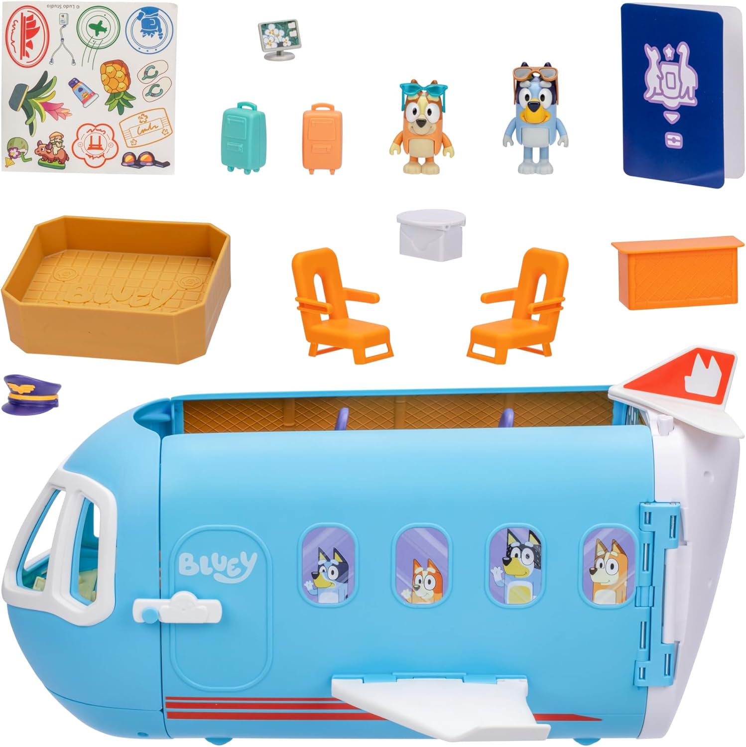 Bluey 3-in-1 Transforming Plane Playset (40 x 19 x 23cm), 3+ years