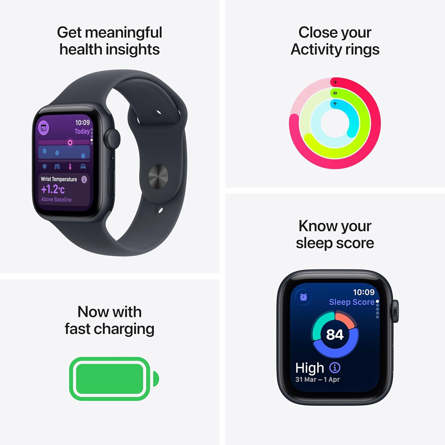 Apple Watch SE 3 Midnight Aluminium Case with Midnight Sport Band, GPS, 40mm
