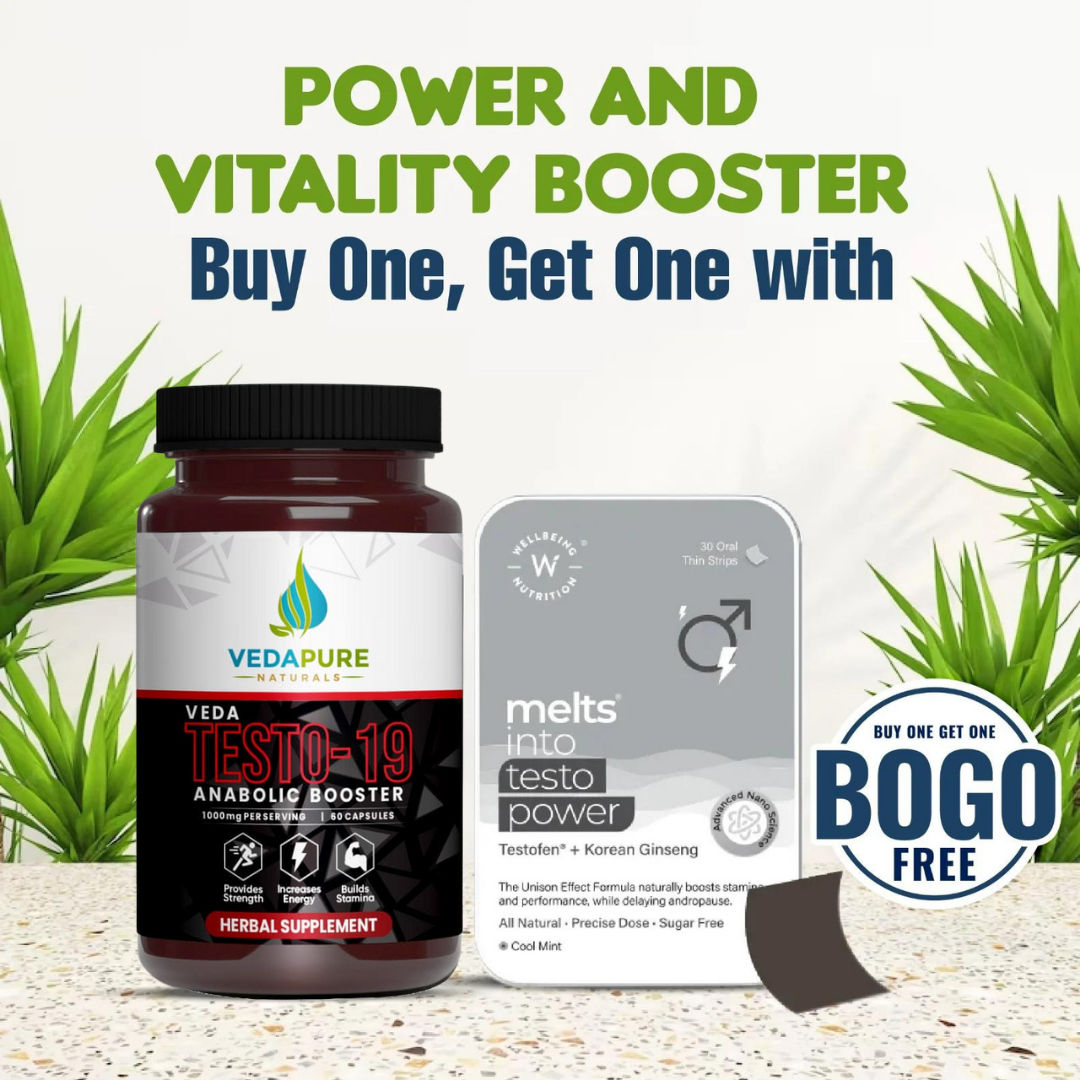 Vedapure Testosterone Booster and Wellbeing Nutrition Melts Testo Power (Buy 1 Get 1)