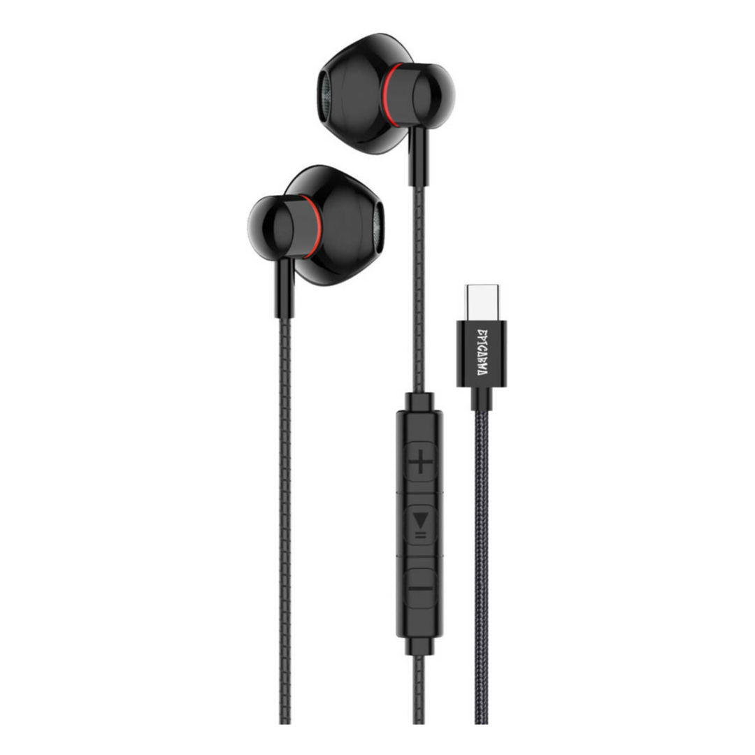 EPICARMA SonicCore Hi-Fi USB-C Wired Earphones, 14mm Drivers, Braided Tangle-Free Cable, Black