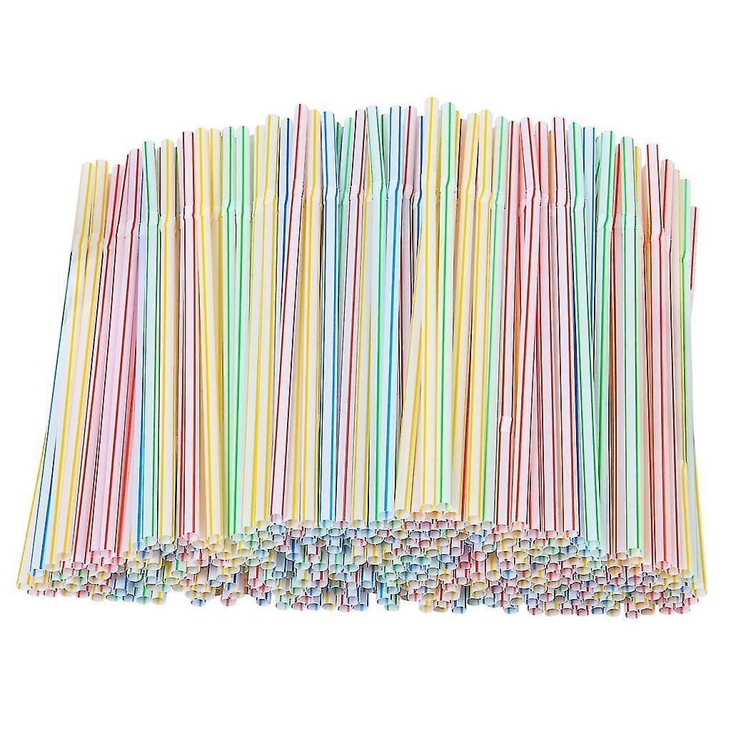 300 Pieces Plastic Drinking Straws 8 Inches Long Multi-colored Striped Bedable zxin
