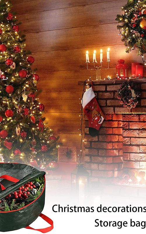 Christmas Wreath Storage Bag Holiday Organizer Wreath Container Box With Handle