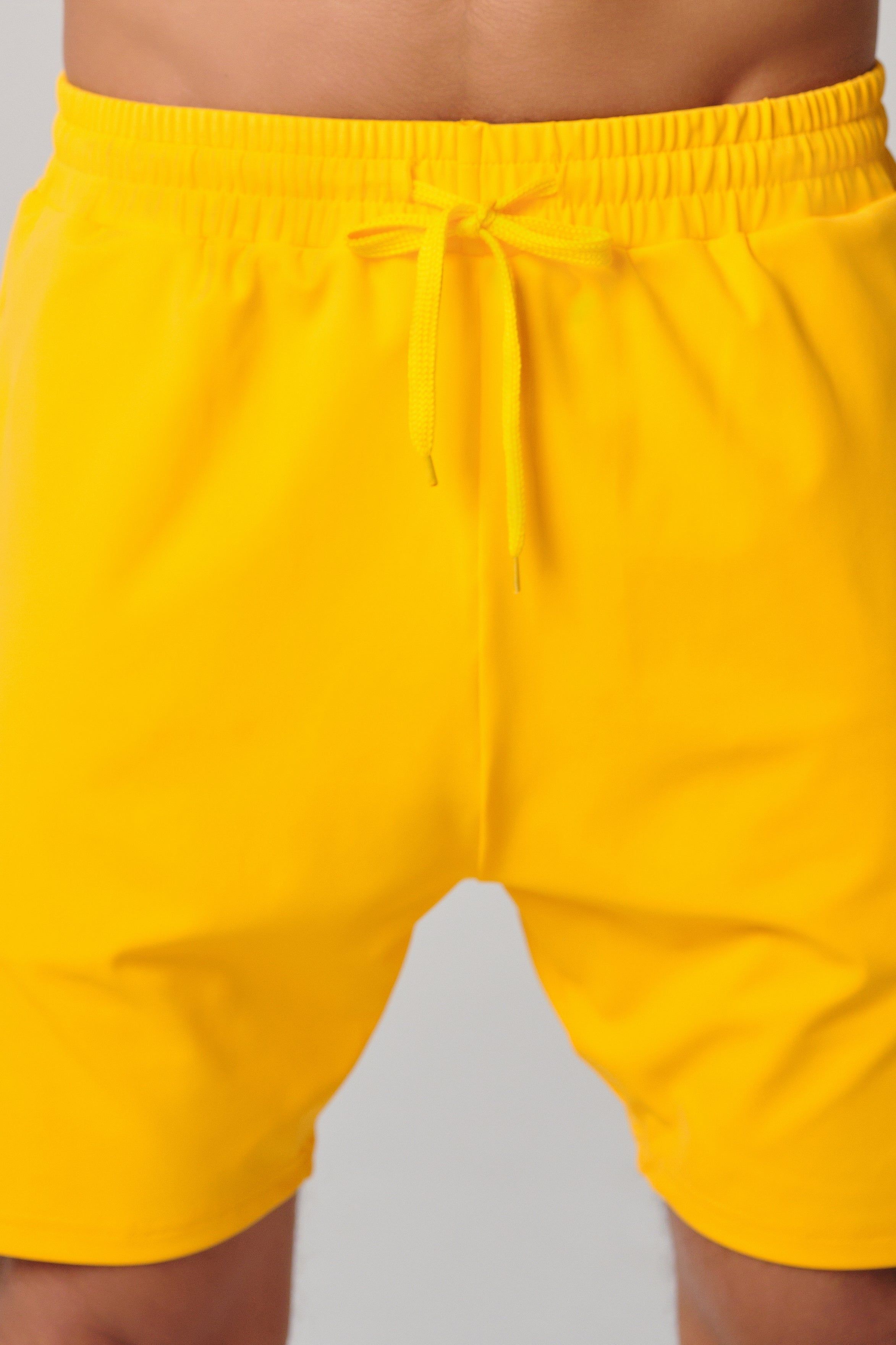 Regular Fit Men Shorts - Bright Yellow
