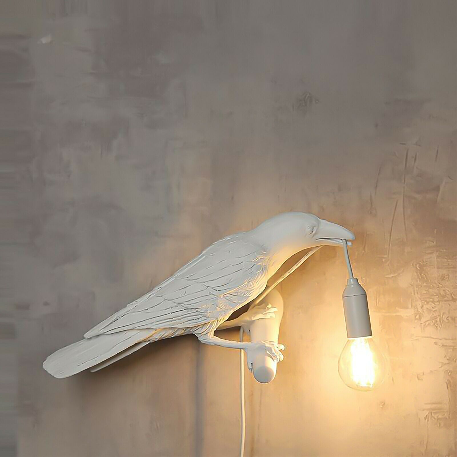 Bird Lamp Resin Crow LED Light Bedroom Wall Sconce Lamp Table Living Room Art Decoration