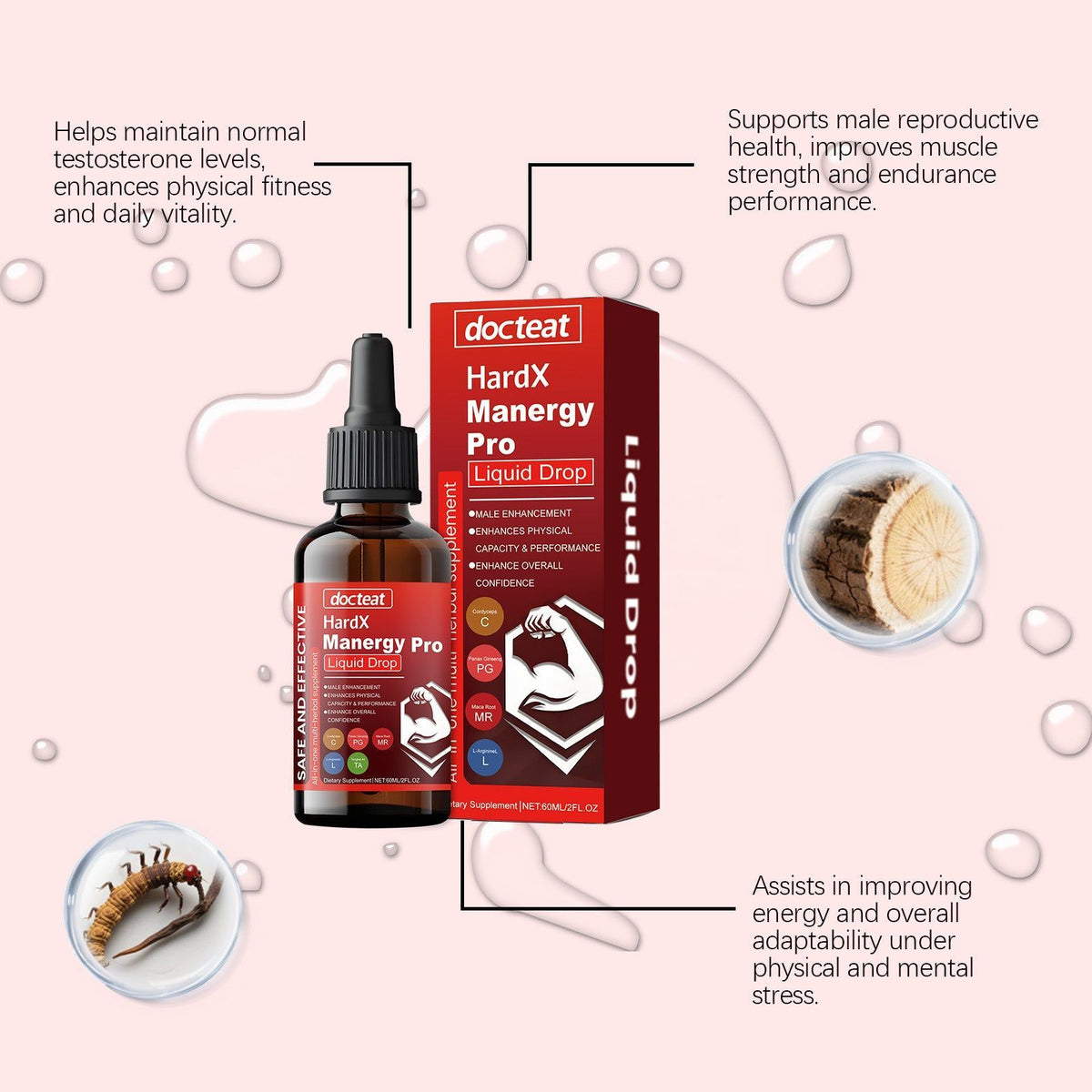 Boost Male Energy and Endurance with Natural Body Care Support Drops ,60ml
