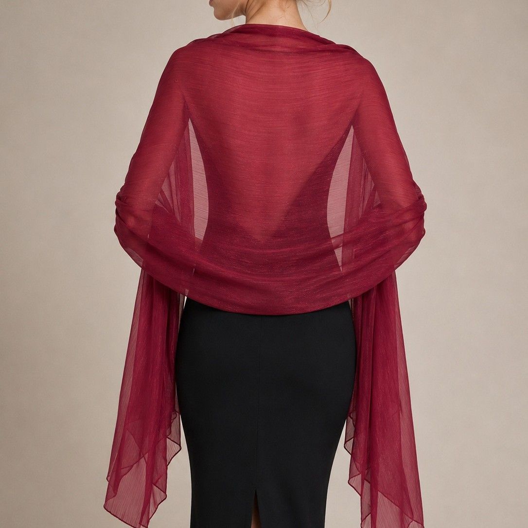 Silver Chiffon Shawl Wrap for Women Evening Dress Cover Up