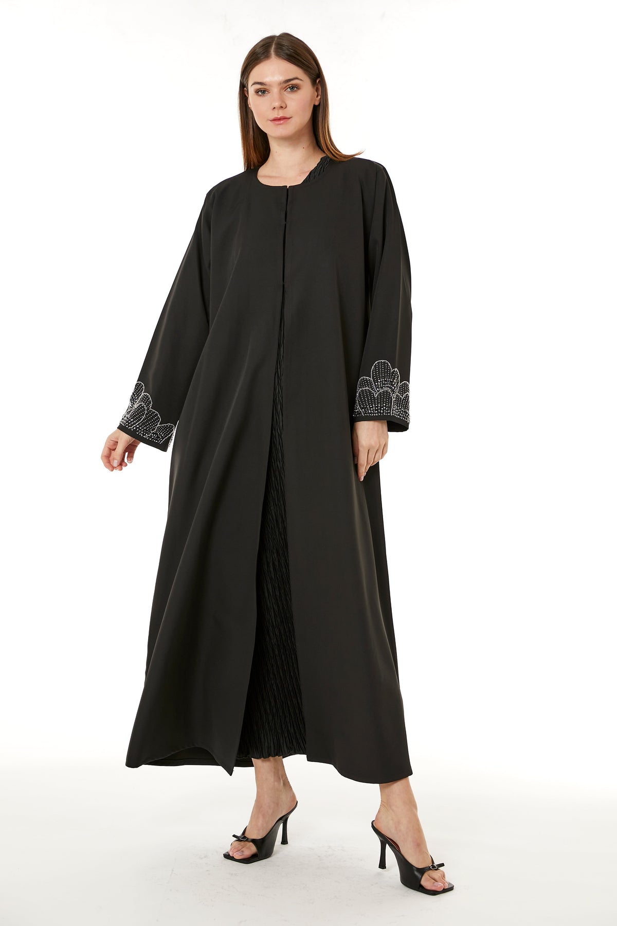 MOiSTREET Black Korean Nida Hand Embellished Abaya