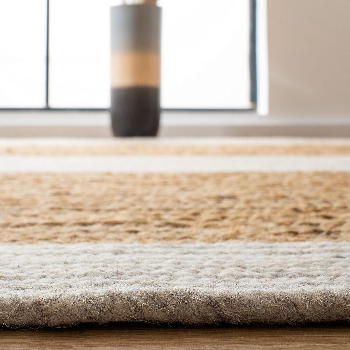 Oval Jute Rug with Contrast Border | Handmade Natural Fiber Area Rug (Multi-Color Border Options)