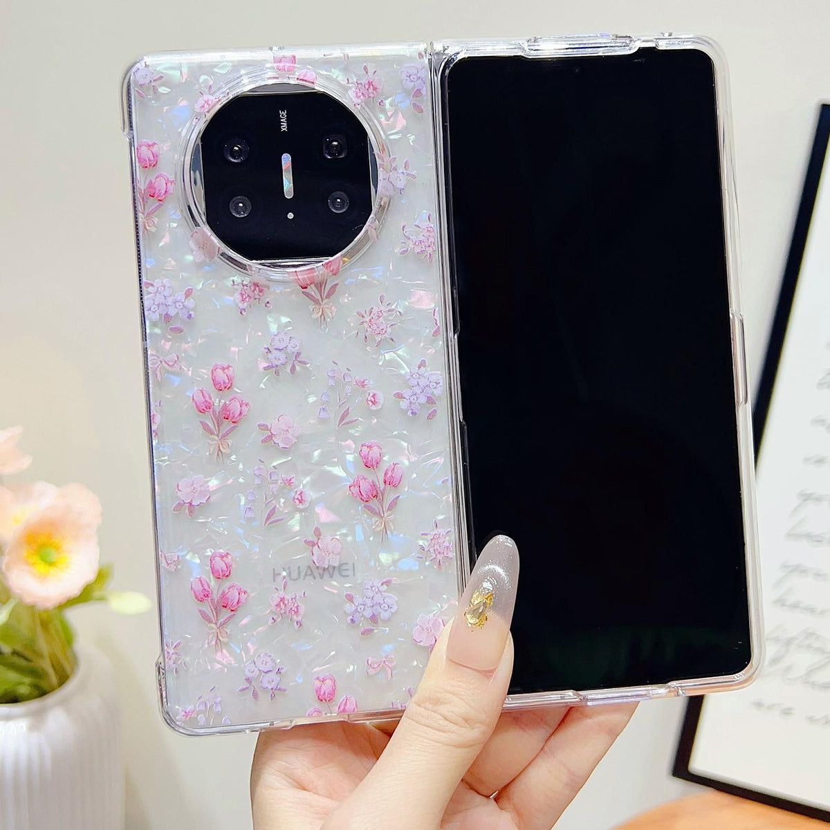 Flower Pattern PC Case For Huawei Mate X5