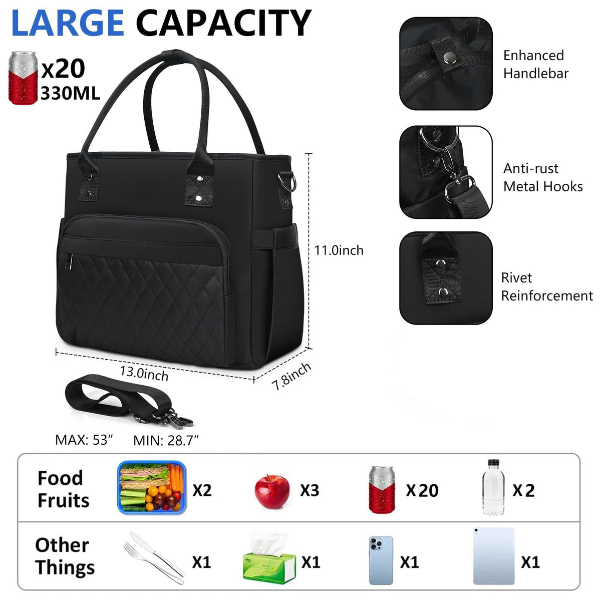 Leakproof Insulated Lunch Bag with Storage Pocket