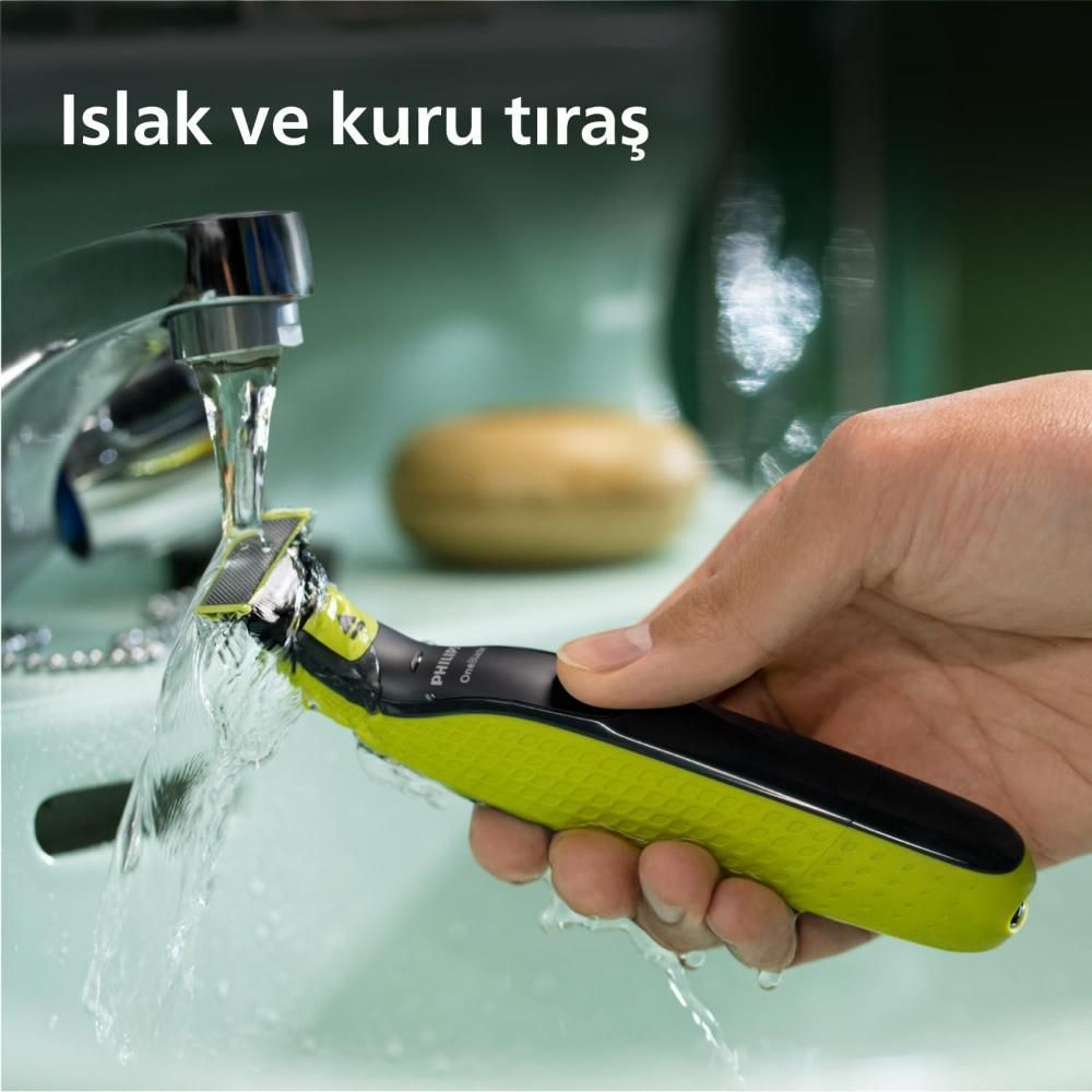 Philips OneBlade QP2724/20 Facial Hybrid Shaver, Lime Green, Charcoal Gray