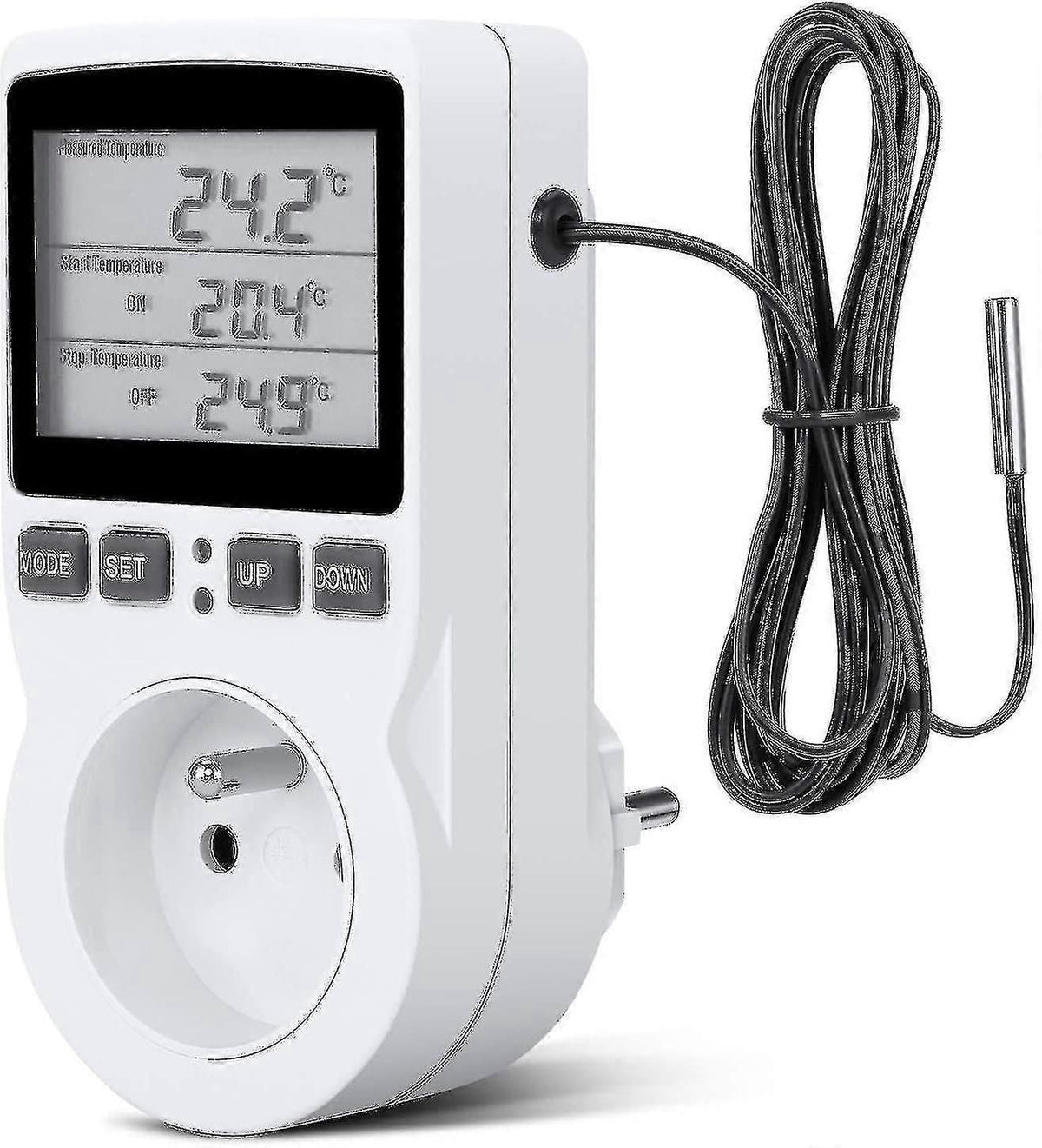 Digital Thermostat Socket for Greenhouse/Terrarium - 230V Heating/Cooling Temperature Controller with LCD Display