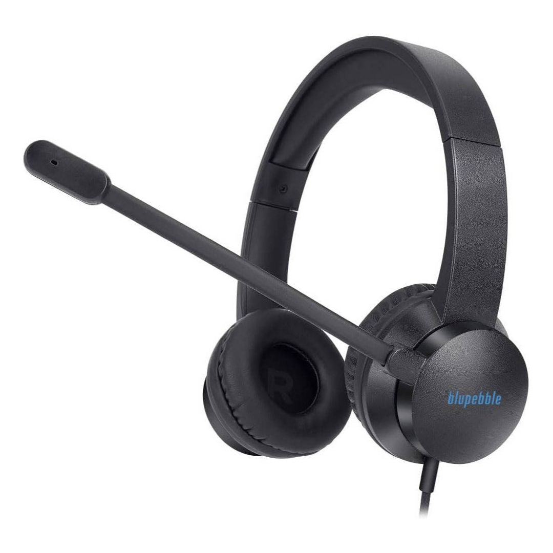 Blupebble Pulse S100 USB Wired Headset, Dual USB-C & USB-A Connectivity, Sound Control, Black