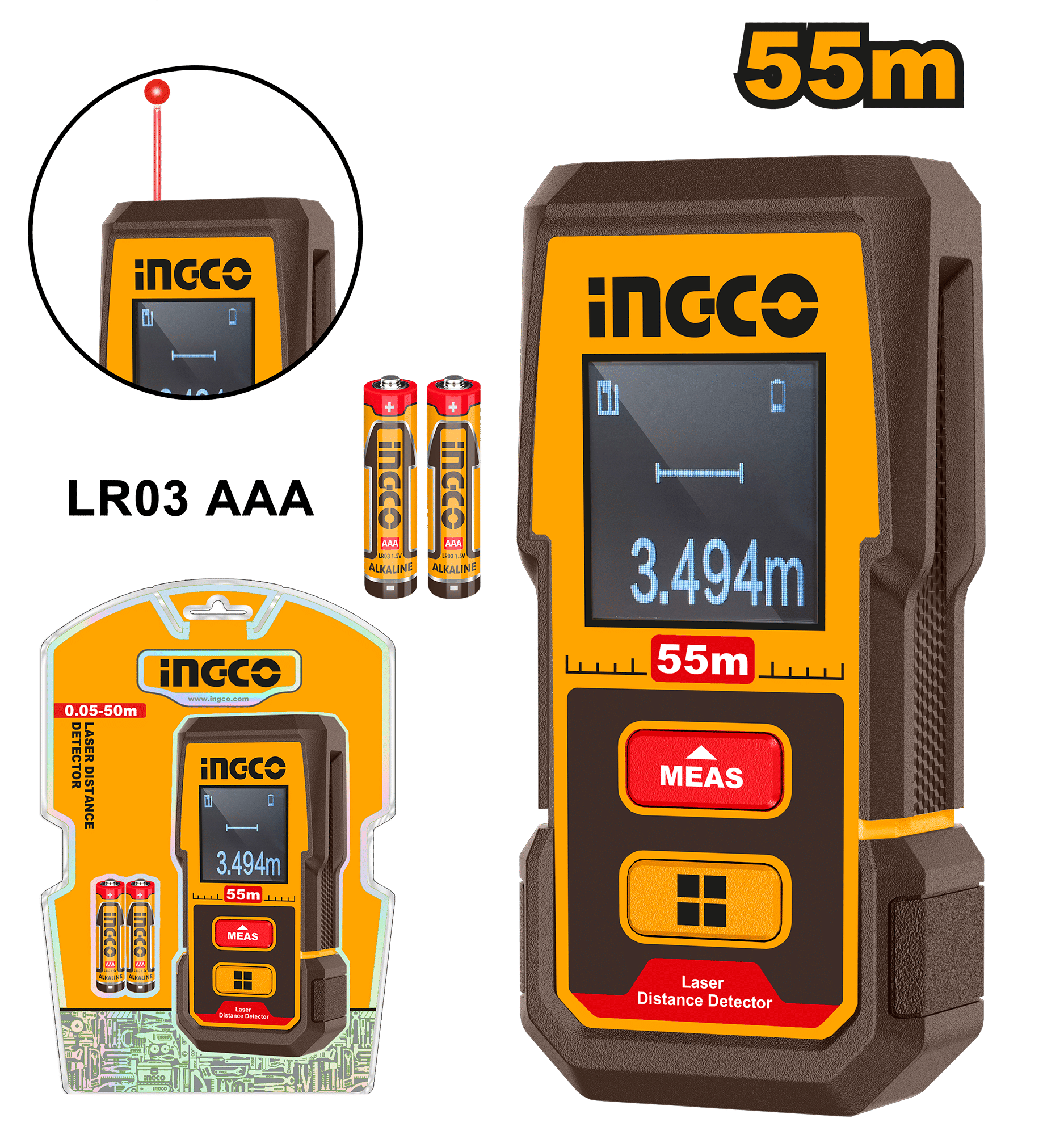 INGCO Laser Distance Meter 55M Portable Digital Measure Tool
