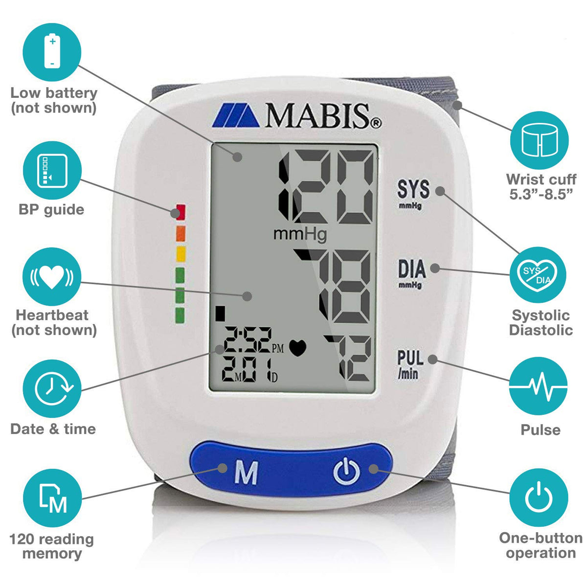 Mabis BC52 Digital Blood Pressure Wrist Monitor