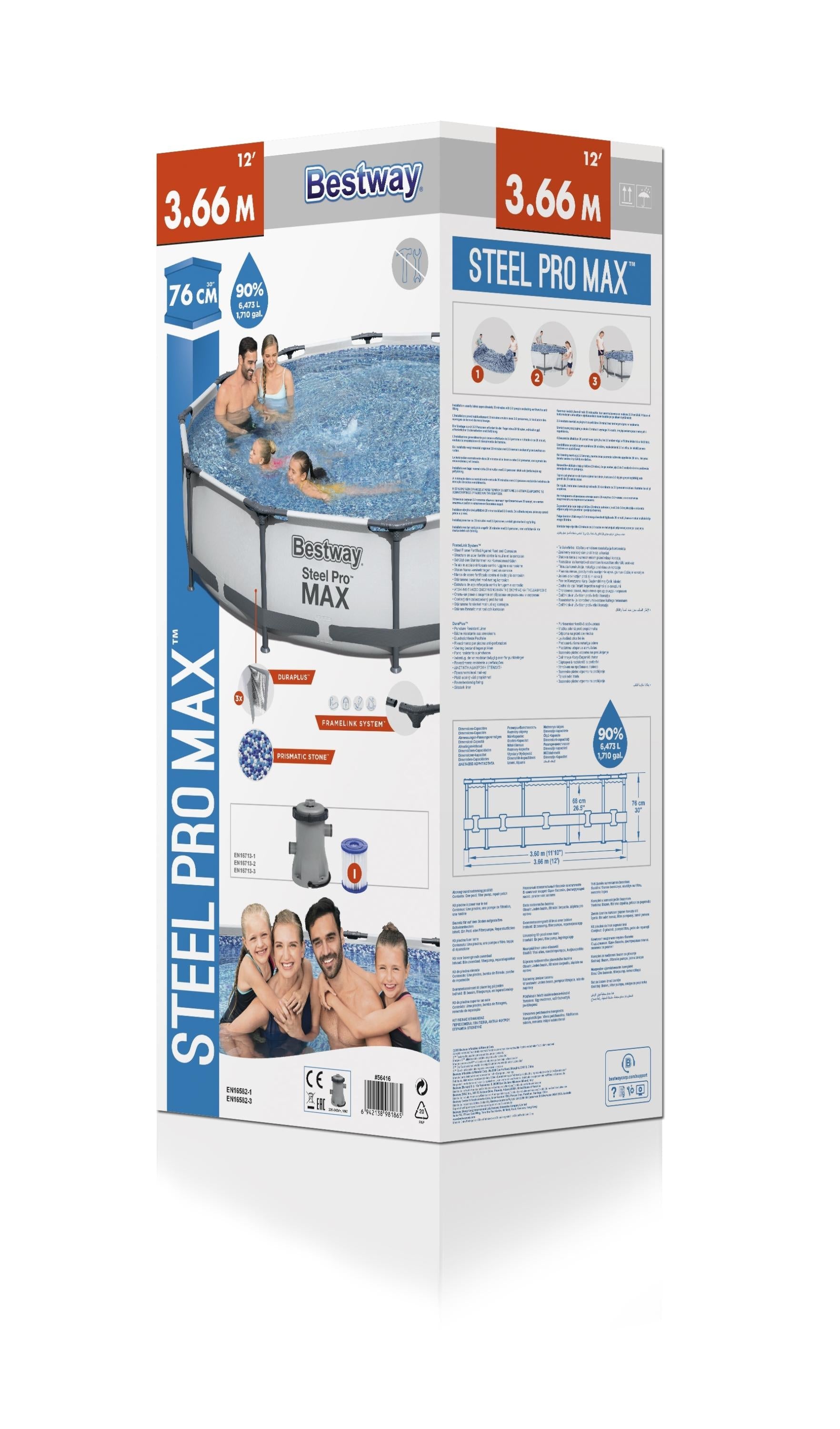 BWAY POOLSET STLPRO MAX 366X76CM