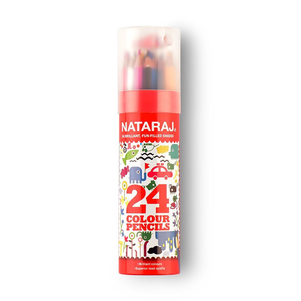 Nataraj 24 Piece Full Size Color Pencils, Cylinder Pack, Assorted Colors