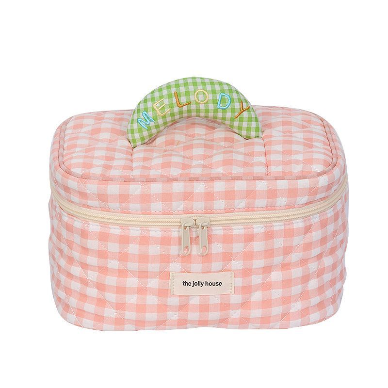Quilted Travel Makeup Bag with Handle