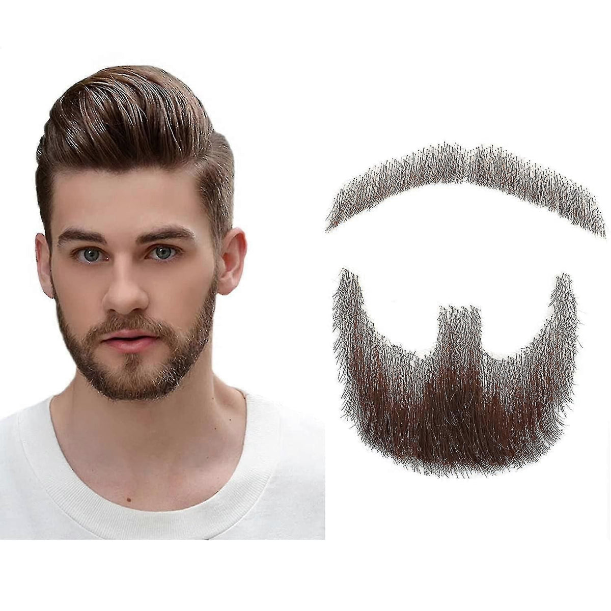 Fake Beard Realistic 100% Human Hair Full Hand Tied Goatee Brown For Men Makeup Entertainment/drama (hz06) zxin