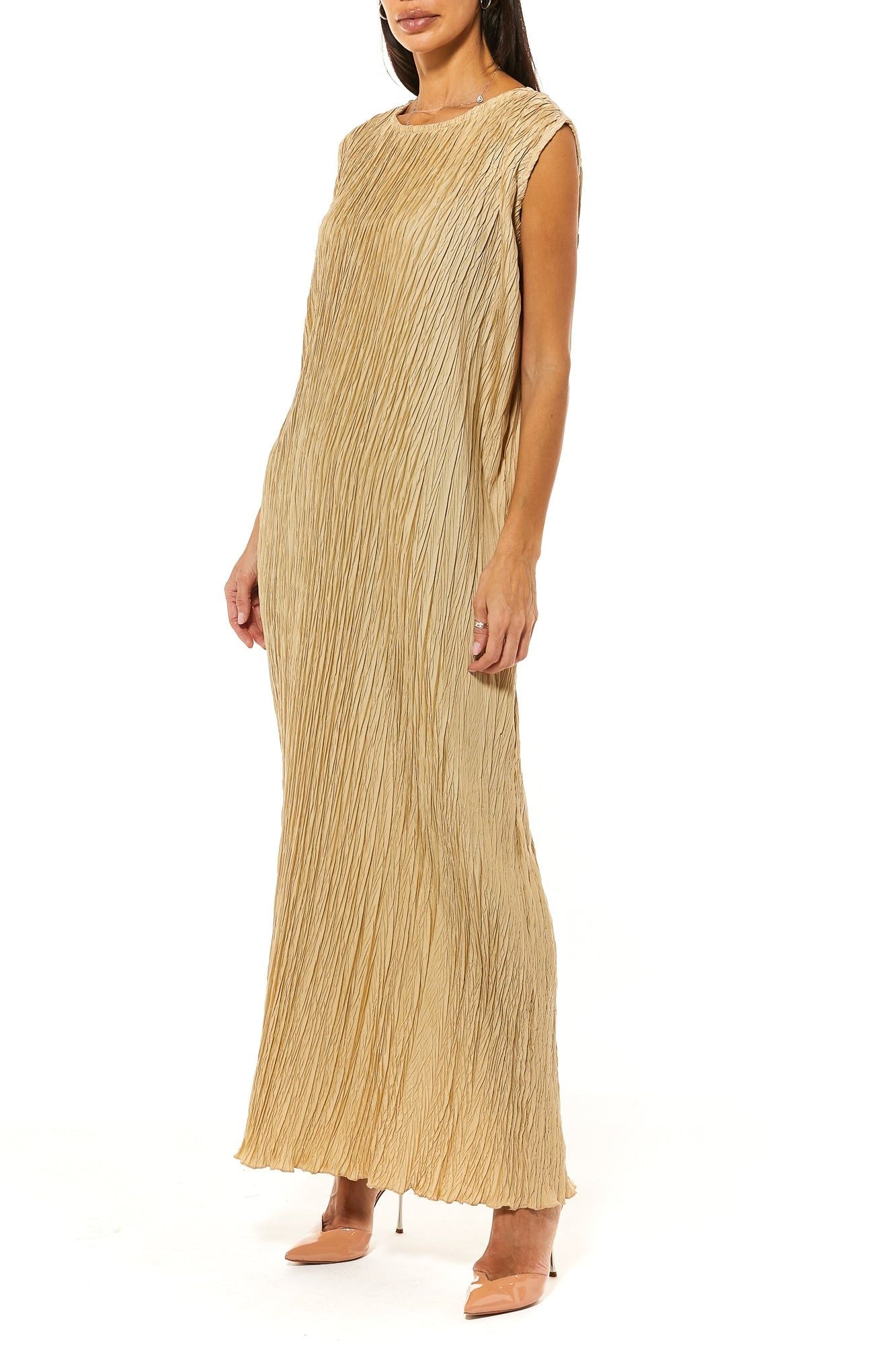 MOiSTREET Beige Crushed Harir Maqsood Under Dress