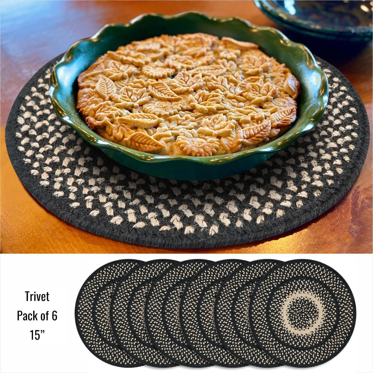 Set of 6 Manchester Braided Jute Reversible Round Placemats