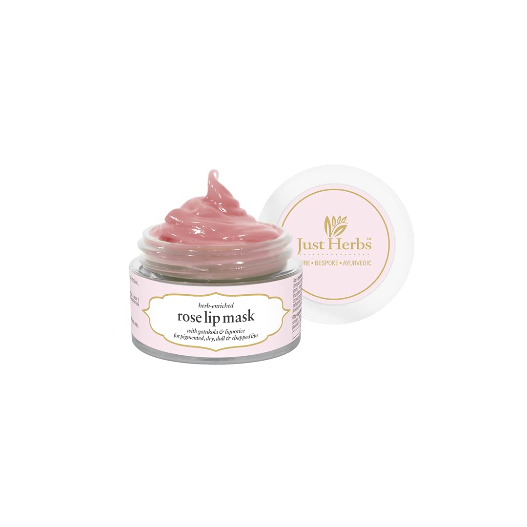 Just Herbs Ayurvedic & Vegan Rose Lip Scrub & Lip Mask Duo Pack For Chapped, Pigmented & Dark Lips, 30Gm