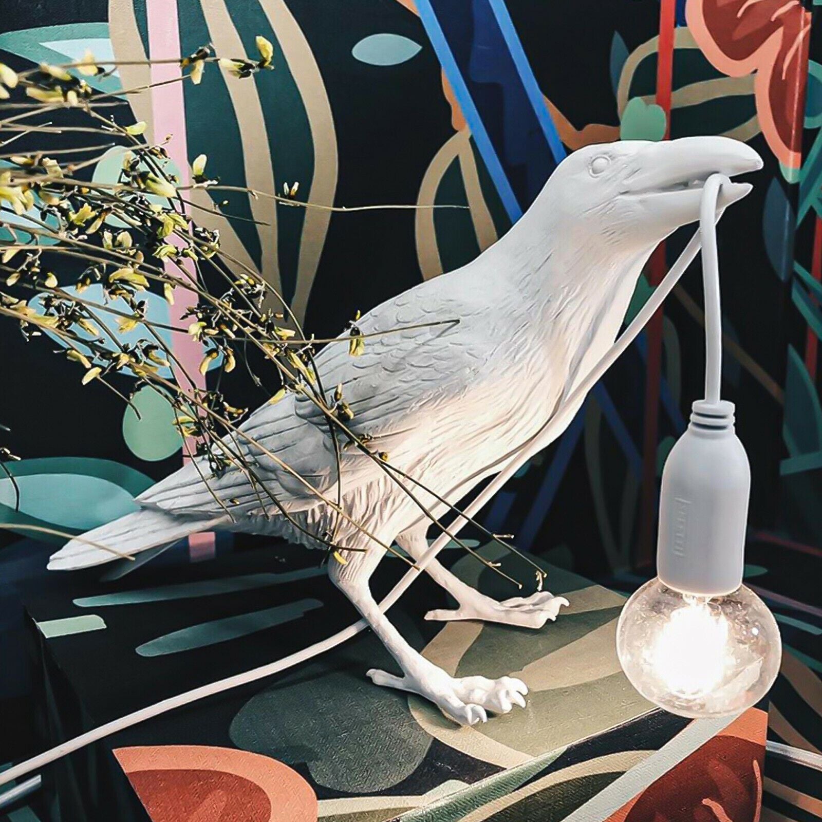 Bird Lamp Resin Crow LED Light Bedroom Wall Sconce Lamp Table Living Room Art Decoration