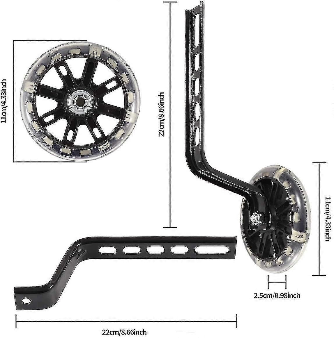 Cycling Training Wheels, 1 Pair Bicycle Training Wheels For Kids Black Bike Stabilizers Support Wheels Boys Girls zxin