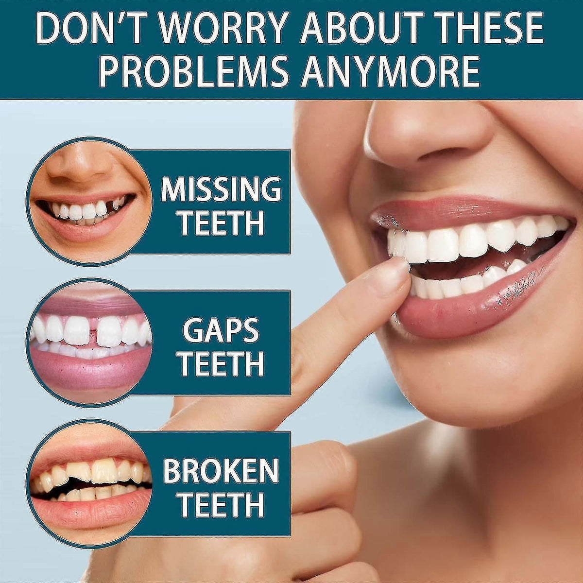 Denture Teeth Temporary Fake Teeth For Snap On Instant Confidence Smile, Dental Veneers For Temporary Teeth Restoration zxin