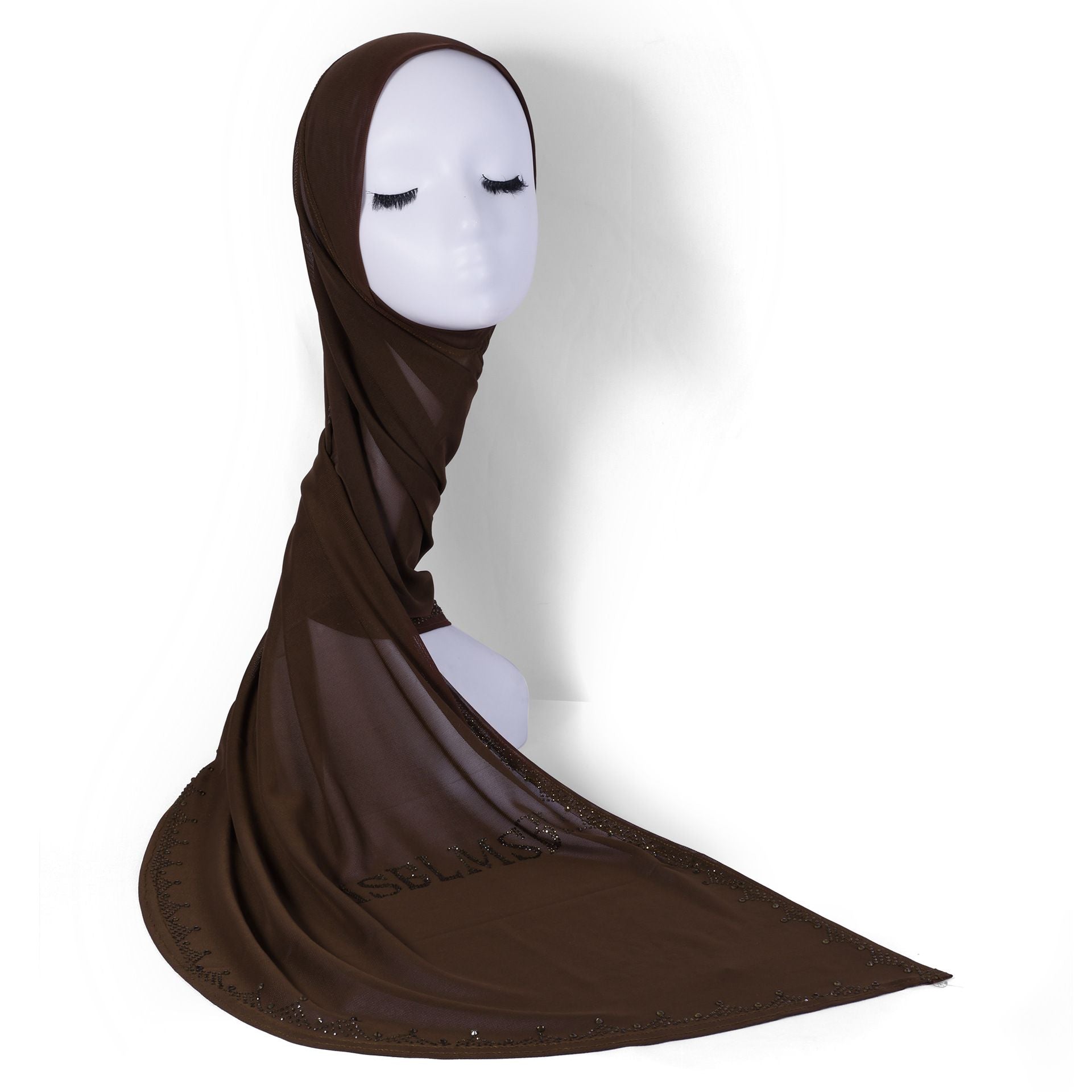 Rhinestone Chiffon Instant Hijab Scarf for Women