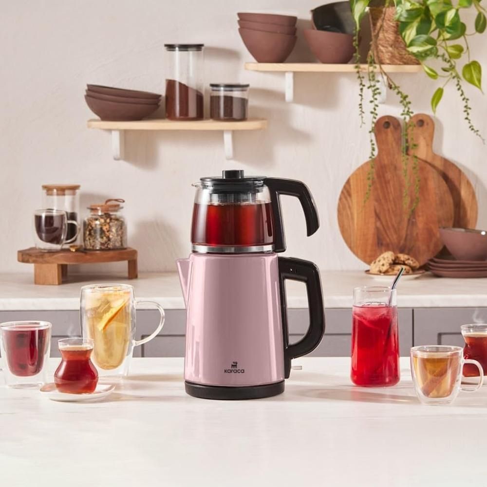 Karaca Tea Glass 2 in 1 Steel Tea Machine and Kettle Cosmic Lilac