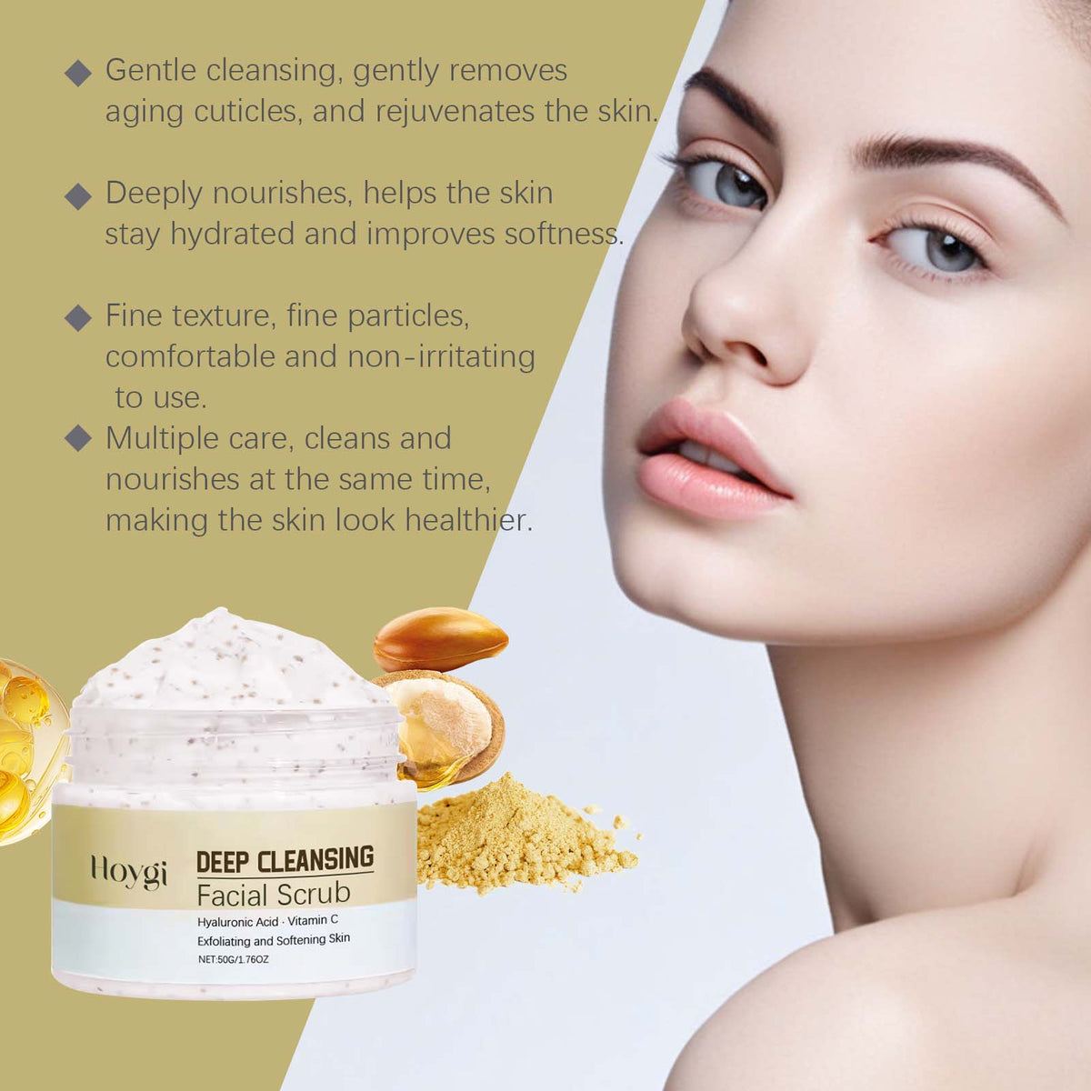 Deep Exfoliating Facial Cleanser, Pore Detox, Gentle Skin Rejuvenation, Moisturizing ,50g