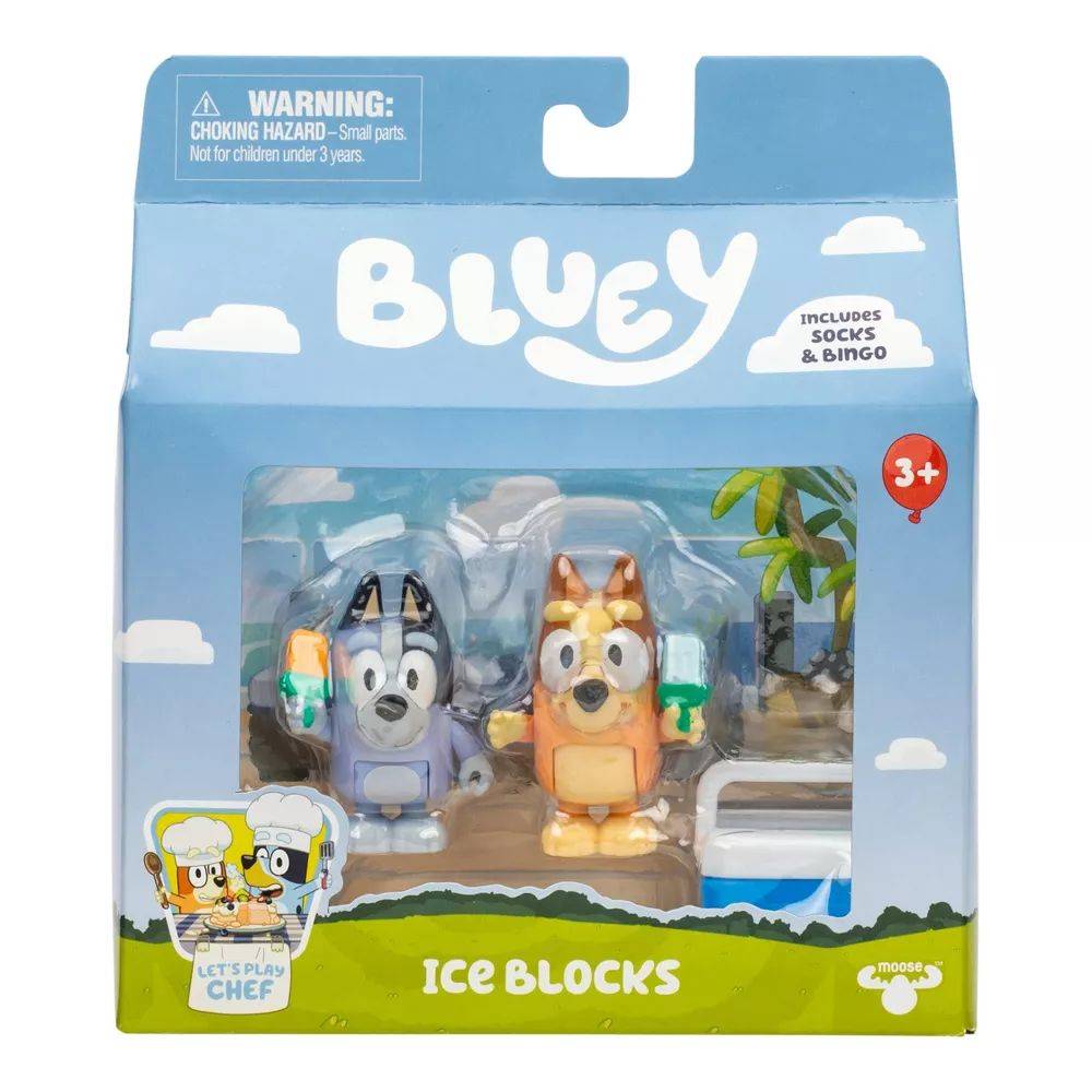 Bluey Lets Play Chef Ice Blocks Figure Pack (6cm, Pack of 2), 3+ years