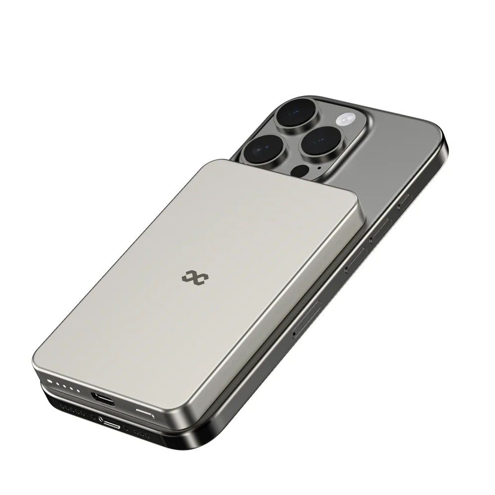 Infinyty MP38 Fast Wired & Wireless Charging Power Bank, 5000mAh, Silver