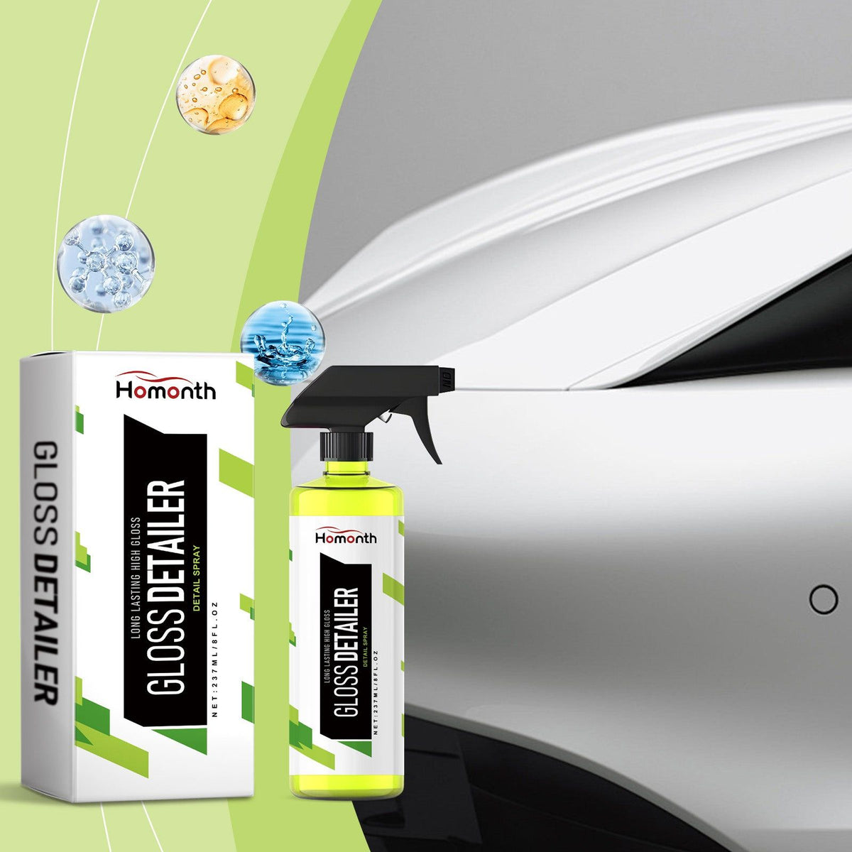 Car Cleaning Gloss Spray, Anti-Fouling, Interior & Exterior Shine, Easy Repair ,237ml