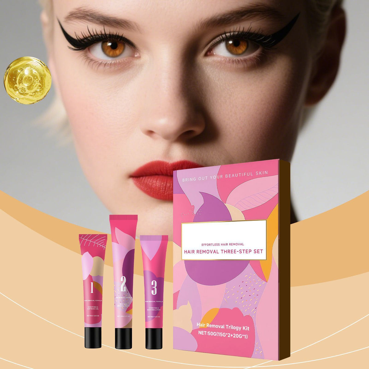 Facial Hair Removal Kit with Cream and Soothing Care