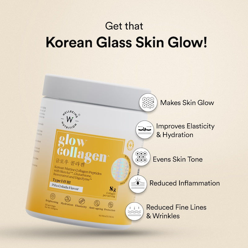 Wellbeing Nutrition Glow Collagen with Glutathione 250g - Pina Colada Flavor