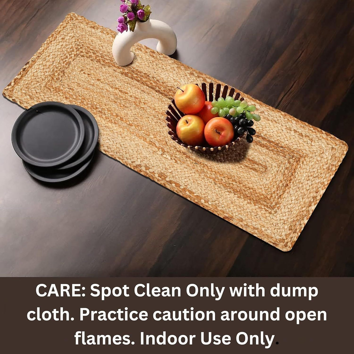 AIESY®- Jute Braided Organic Reversible Table Runner