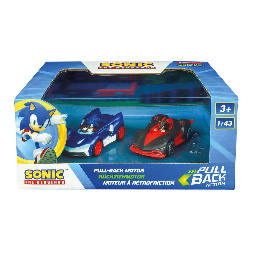 Carrera Pull N Speed Sonic The Hedgehog Sonic Vs Shadow Pull-Back Action Motor Cars 1:43, Pack of 2, 3+ years